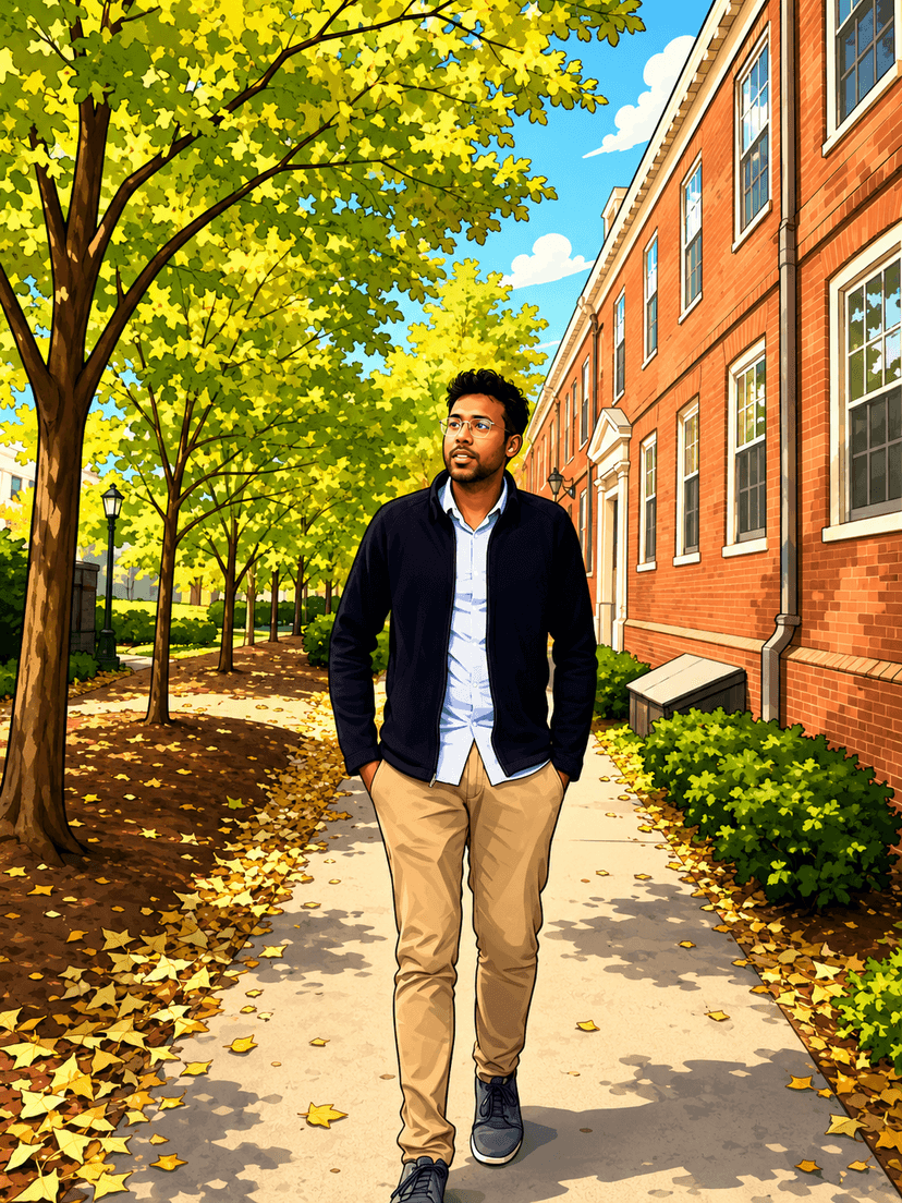 Cartoon portrait of Arun Saravanen